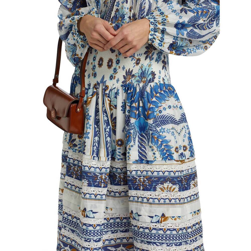 NEW FARM RIO ana tapestry cotton midi skirt in blue/white - Picture 6 of 7